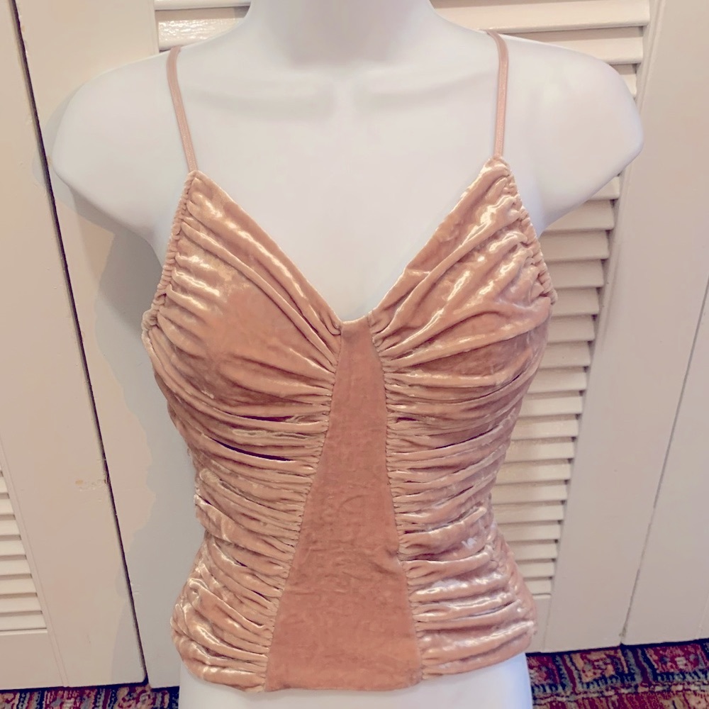 New Vintage Plush BeBe Nude Velour Sexy Top - Small